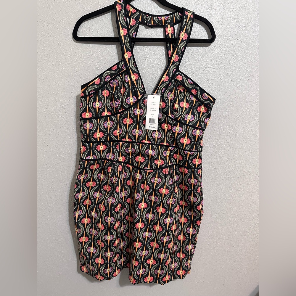 French Connection Black and Pink Mini Dress
